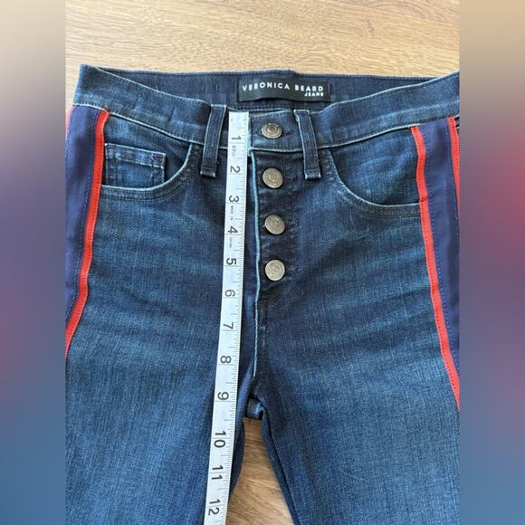 NWT Veronica Beard Carolyn Baby Boot Jean With Navy And RedTuxedo Stripes Sz 24 - Picture 14 of 15